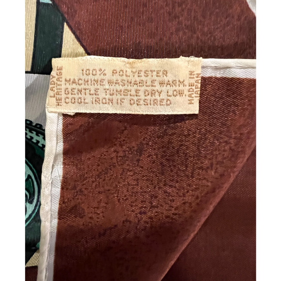 Lady Heritage Fashion Scarf Green Brown Paisley Scarf 26" Authentric Rare Vintag - Picture 3 of 4